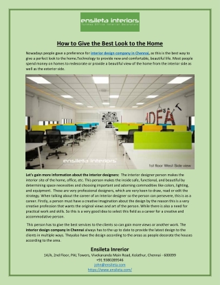 How to Give the Best Look to the Home