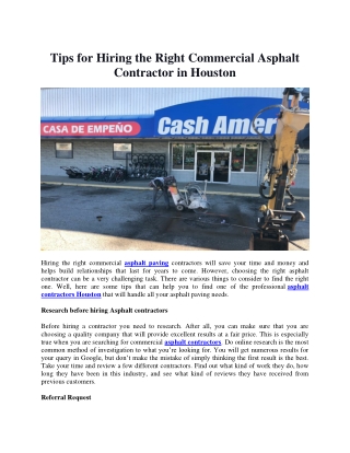 Tips for Hiring the Right Commercial Asphalt Contractor in Houston