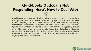 QuickBooks Outlook Is Not Responding! Here’s How to Deal With It?