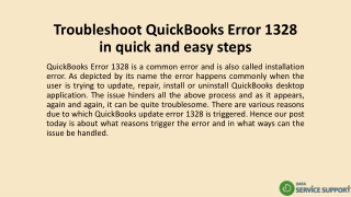 Troubleshoot QuickBooks Error 1328 in quick and easy steps