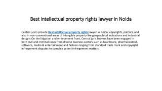 Best intellectual property rights lawyer in Noida