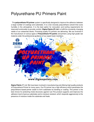 Polyurethane PU Primers Paint