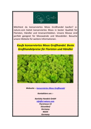 Kaufe konserviertes Moos Großhandel. Beste Großhandepreise für Floristen und Händler