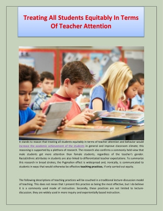 Treating All Students Equitably In Terms Of Teacher Attention