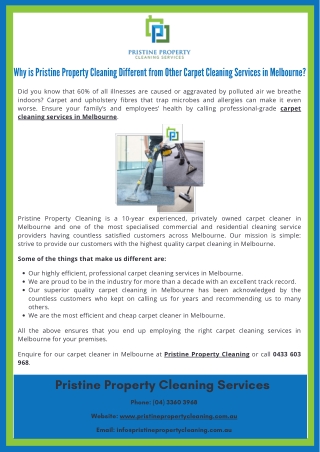 Why is Pristine Property Cleaning Different from Other Carpet Cleaning Services?