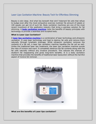 Laser Lipo Cavitation Machine: Beauty Tech for Effortless Slimming