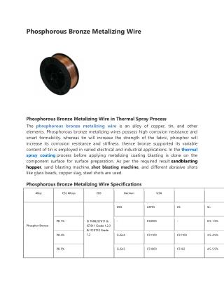 Phosphorous Bronze Metalizing Wire-converted