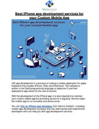 Best iPhone app development services for your Custom Mobile App