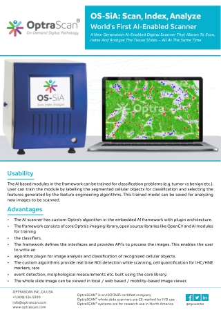 OS SiA-Artificial Intelligence Digital Pathology Scanner