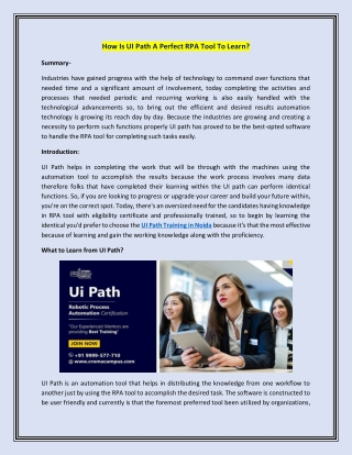 How Is UI Path A Perfect RPA Tool To Learn