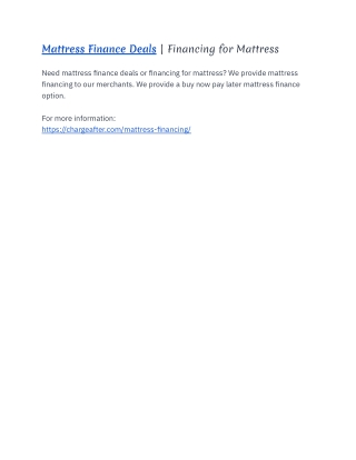Mattress Finance Deals | Financing for Mattress