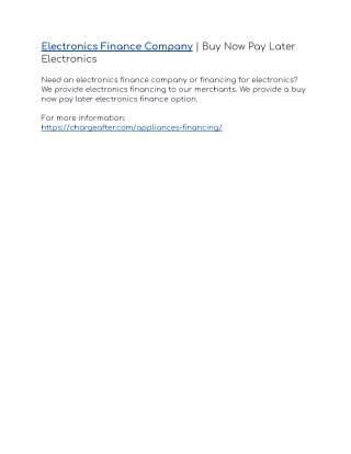 Electronics Finance Company | Buy Now Pay Later Electronics