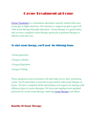 Ozone Treatment at Home