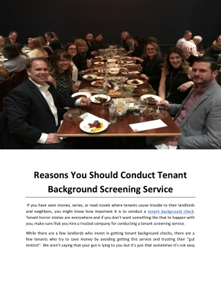 Reasons You Should Conduct Tenant Background Screening Service