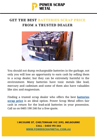 Get the best batteries scrap price from a trusted dealer