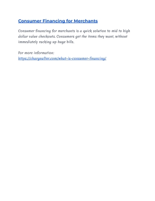 Consumer Financing for Merchants