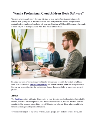 Want a Professional Cloud Address Book Software?
