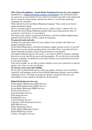 Why Choose Brandlution – Social Media Marketing Services for your company
