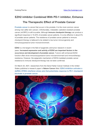 EZH2 inhibitor Combined With PD-1 inhibitor, Enhance The Therapeutic Effect of Prostate Cancer Huateng