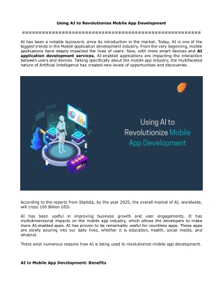 Using AI to Revolutionize Mobile App Development