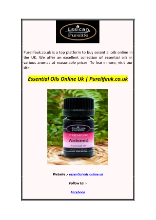Essential Oils Online Uk  Purelifeuk.co.uk