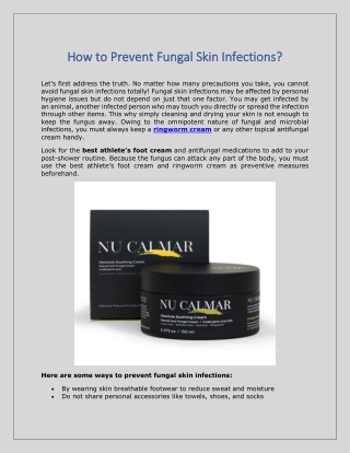 How to Prevent Fungal Skin Infections?