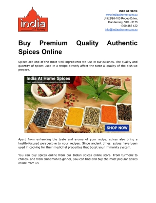 Buy Premium Quality Authentic Spices Online