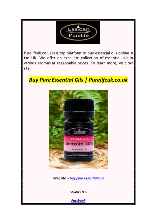 Buy Pure Essential Oils  Purelifeuk.co.uk