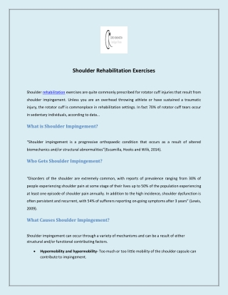 Shoulder Rehabilitation Exercises