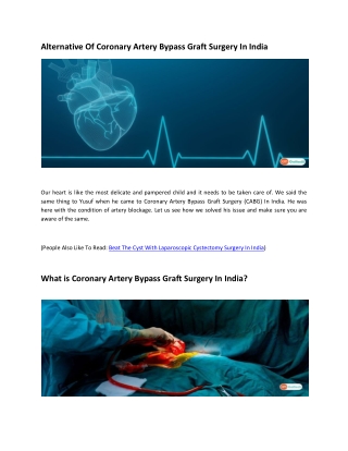 Alternative Of Coronary Artery Bypass Graft Surgery In India