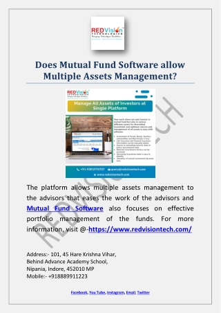 Does Mutual Fund Software allow Multiple Assets Management