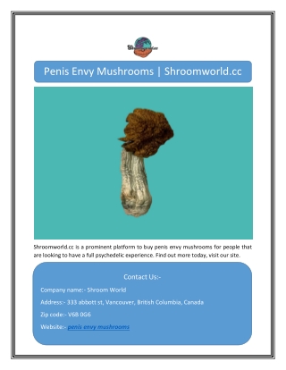 Penis Envy Mushrooms | Shroomworld.cc