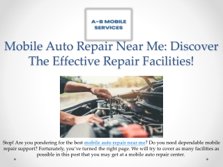 Find The Mobile Auto Repair Near Me