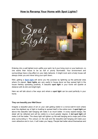 How to Revamp Your Home with Spot Lights