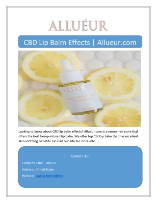 CBD Lip Balm Effects | Allueur.com