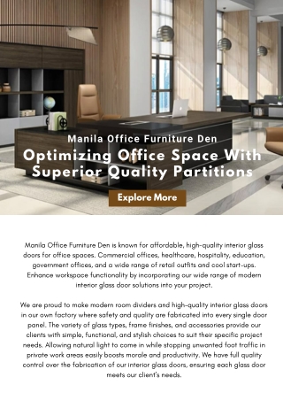 Optimizing Office Space With Superior Quality Partitions