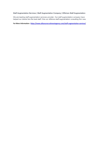 Staff Augmentation Services | Staff Augmentation Company | Offshore Staff Augmen