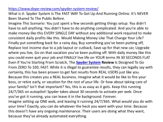 Spyder System Review