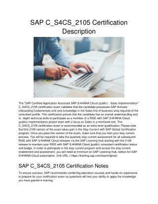 SAP C_S4CS_2105 Certification Description