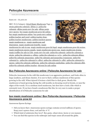 Psilocybe Azurescens