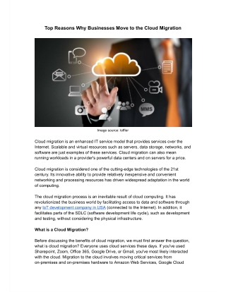 Top Reasons Why Businesses Move to the Cloud Migration