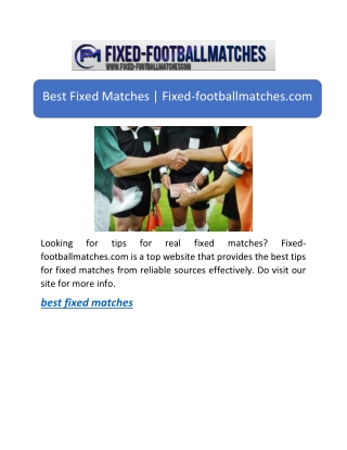 best fixed matches