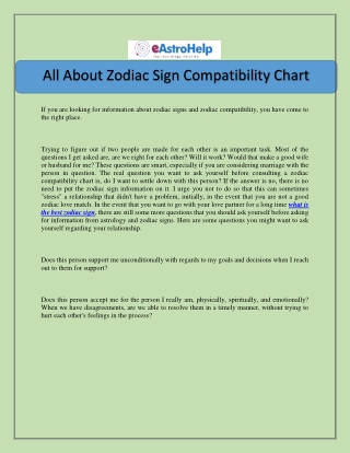 All About Zodiac Sign Compatibility Chart