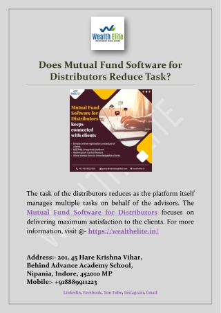 Does Mutual Fund Software for Distributors Reduce Task