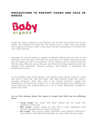 PRECAUTIONS TO PREVENT COUGH AND COLD IN BABIES