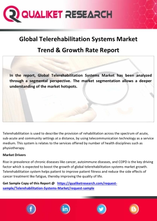 Global Telerehabilitation Systems Market Size ,Global Trends, Growth Opportunity