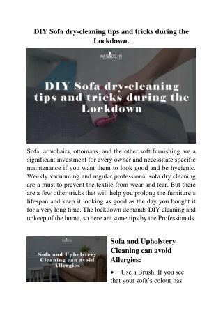 Sofa dry cleaning can revive the colours of your couch
