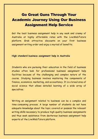 Go Great Guns Through Your Academic Journey Using Our Business Assignment Help Service