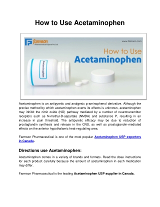 Farmson - How to Use Acetaminophen