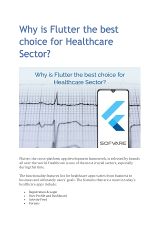 Why is Flutter the best choice for Healthcare Sector